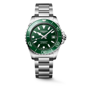 Longines Hydroconquest 39mm L3.779.4.06.6 - bracciale e cassa acciaio - quadrante verde smeraldo con datario - ghiera ceramica verde smeraldo
